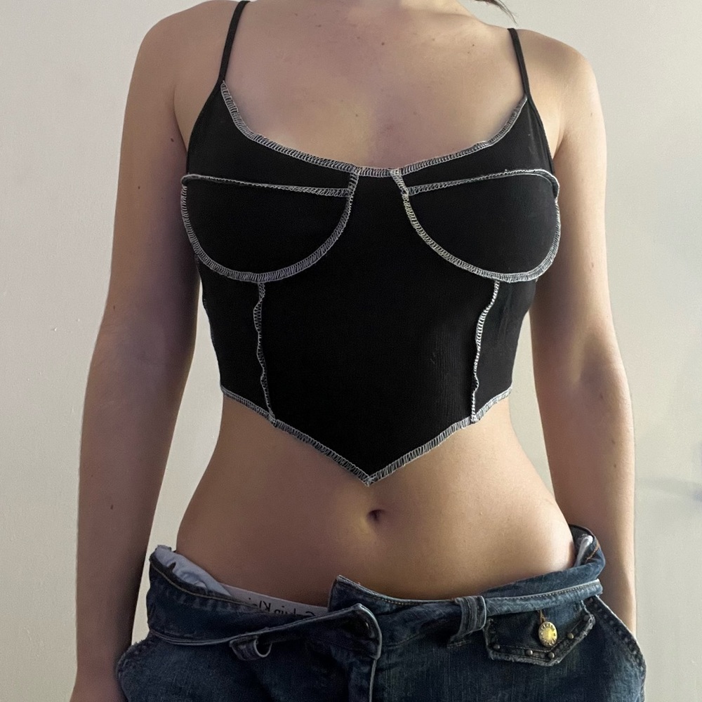 Black tank with white trim